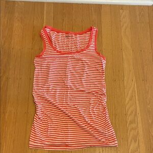 GAP Maternity Coral and White Striped Top